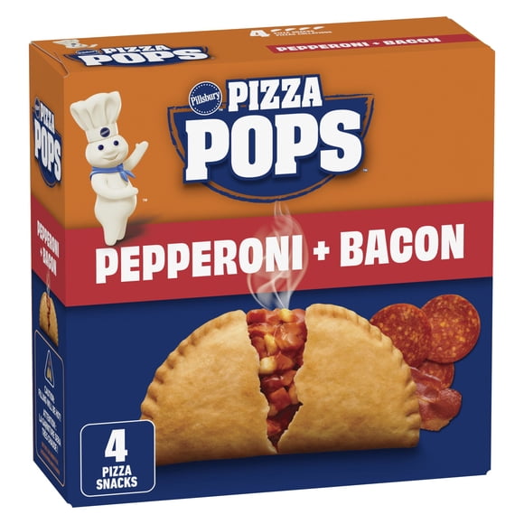 Pillsbury Pizza Pops, Pepperoni + Bacon Flavour, Frozen Pizza Snacks, 380 G, 4 CT, Contains: Wheat, Milk., 380.000g