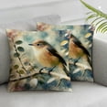 thumbnail image 2 of Throw Pillow Covers 18x18 Set of 2 Fall Farmhouse Linen Birds Leaves Print Green Decorative Pillows for Couch Outdoor Pillows Case, for Living Room Bedroom Cushion Covers for Home Decor, 2 of 6