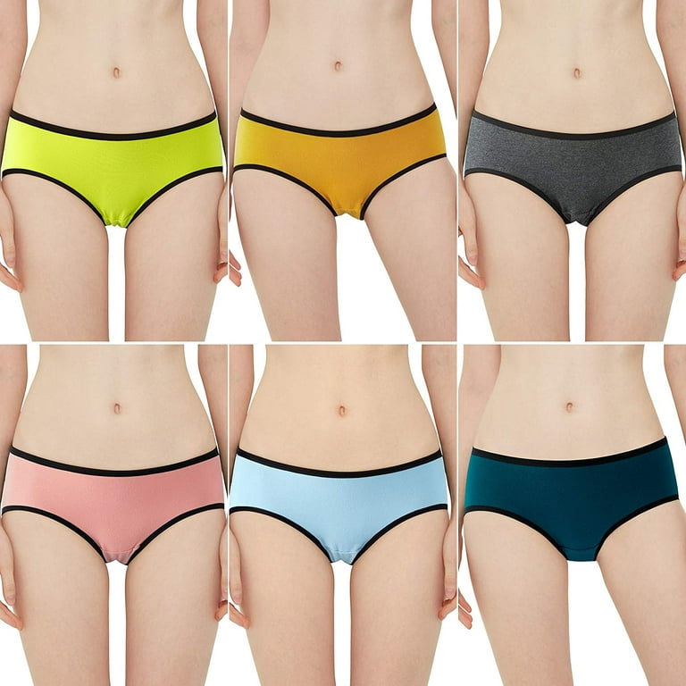 INNERSY Underwear for Women Cotton Hipster Panties Mid/ Low Rise 6-Pack  (XS, Sporty Multicolor)