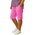 thumbnail image 2 of Ruyang Knee Length Shorts for Teens Solid Casual Elastic Waist Pockets Shorts Summer Baggy Lightweight Outdoor Athletic Shorts, 2 of 4