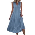 thumbnail image 2 of Dresses for Women 2024,Clearance Fashion Women's Spring, Summer And Autumn Casual One-shoulder Sleeveless Solid Color Dress, 2 of 5