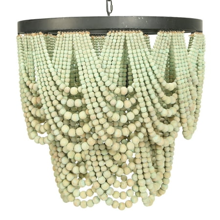 

Creative Co-Op Metal Chandelier with Draped Wood Beads