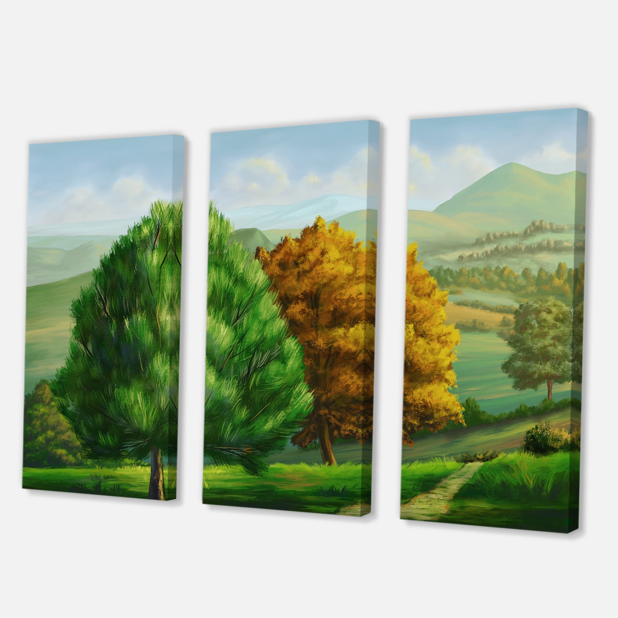 Designart ' VIbrant Trees With Country Scenery ' Traditional Canvas Wall Art Print