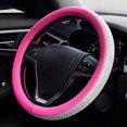 thumbnail image 2 of UBIUO Diamond Leather Steering Wheel Cover Universal Fit 15 Inch, with Bling Bling Crystal Rhinestones, for SUVS,Vans,Trucks Steering Wheel (Pink and, 2 of 4