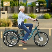 MOONCOOL Adult 24/26 Unisex 3-Wheel Tricycle, 700W Peak Motor, 7 Speeds, 36V 10.4Ah Removable Lithium Battery, 16MPH Max Speed, 40 Miles Range