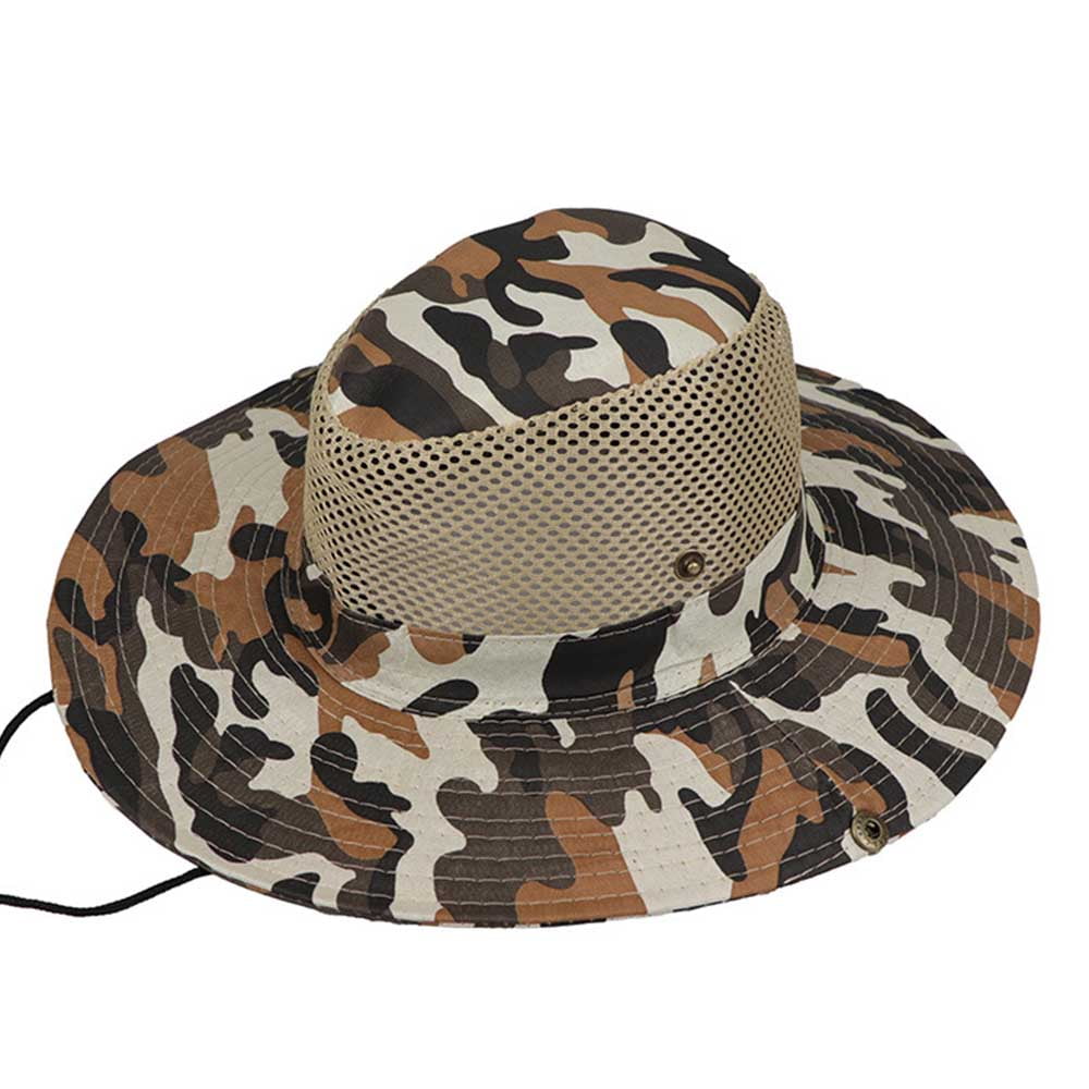 Men's Hat Hunting Fishing Cap Outdoor Wide Brim Camo Sun Cap Mesh Breathable;Men's Hat Hunting
