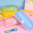 thumbnail image 5 of Pencil Case Zipper Pouch, Learning Supplies Organizer, Reusable Portable Durable Pencil Case, Large Capacity, With 2 Compartments, For Academic gear & Makeup, 1Pc, Multicolor(Blue,7.8x3x2.9"), 5 of 6