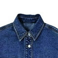 thumbnail image 6 of ClodeEU Womens Long Sleeve Denim Shirt ,Casual Loose Regular Fit Denim Shirt With Arched Hem Dark Blue,Womens Plus M, 6 of 6