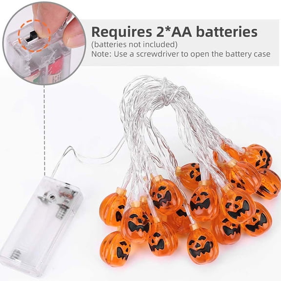 Halloween 3D Pumpkin String Lights 5 ft, 10 LED Warm White Fairy Decorative Light for Home Decor(180°)