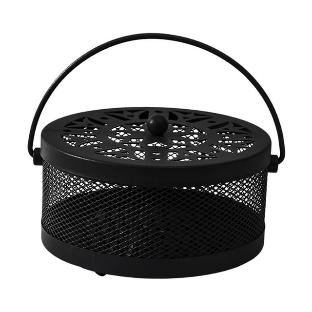 Porta bobinas, porta incienso, retro, hueco con tapa y asa, incensario para Negro