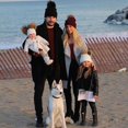 thumbnail image 4 of Sombreros Crochet Knit Hairball Beanie Hat 2PCS Beige Sunnimix Gorro para padres e hijos, 4 of 8