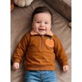 thumbnail image 6 of RUINIXCW Toddler Boy Girl Halloween Outfit Infant Baby Girl Boy Fall Winter Sweatshirt Clothes Pumpkin Embroidery Lapel Neck Half Zipper Long Sleeve Pullover Tops, 6 of 9