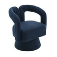thumbnail image 6 of 360° Swivel Cuddle Barrel Chairs, Upholstered Accent Chairs, Round Armchairs with Metal Base, Modern Fluffy Boucle Chair for Living Room Bedroom Office Waiting Rooms, Navy, 6 of 9