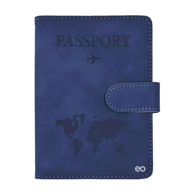Porta Pasaporte Funda Protectora Espacio Para Visa Rfid Viaje Azul oscuro