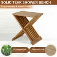 thumbnail image 3 of Jolicasa Folding Teak Shower Bench, Waterproof Teak Wood Shower Stool & Spa, Non-slip Shower Bench for Elderly, Indoor and Outdoor Use - No Assemble Required, 3 of 6