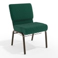 thumbnail image 2 of Emma + Oliver 21"W Church Chair, Hunter Green Pattern Fabric Book Rack/Gold Vein, 2 of 13