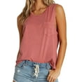 thumbnail image 1 of Women Solid Color Pocket Front Round Neckline Sleeveless Tank Top, 1 of 3