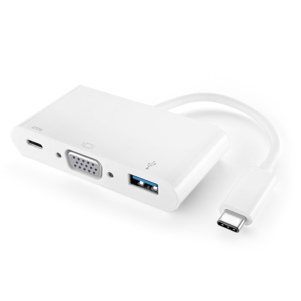 USB Type C to USB Type A + VGA + Type C Power Charging Port Multi Hub