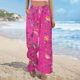 thumbnail image 3 of JUSLIO Womens Pants Comfortable Drawstring Casual Wide Leg Pants Pink L, 3 of 9