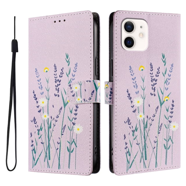 FOXDOCK Funda Tipo Cartera para iPhone 12 Mini con Soporte y Correa – Diseño de Patrones Lindos