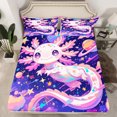 thumbnail image 2 of Manfei Kawaii Axolotl Queen Sheet Sets,Cartoon Animal Flat Sheet,Colorful Splash Ink Queen Fitted Sheet For Girls,Ultra Soft Home Decor,4-Piece, 2 of 7
