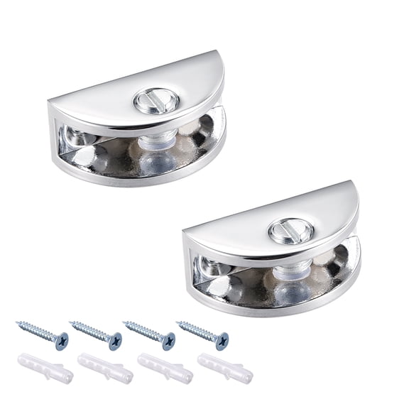 Glass Shelf Brackets Zinc Alloy Glass Clamp Clip Half Round for 3-8mm 2 Pcs