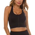 thumbnail image 4 of XINQIHANG Women's Zip Front Sports Bra Comfortable Racerback Workout Yoga Bra with Removable Pads, 4 of 7