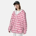thumbnail image 3 of Hirioo pink argyle for Men's Hawaiian Shirt,Summer Short-sleeve Shirt,Beach Party Shirt-X-Large, 3 of 7