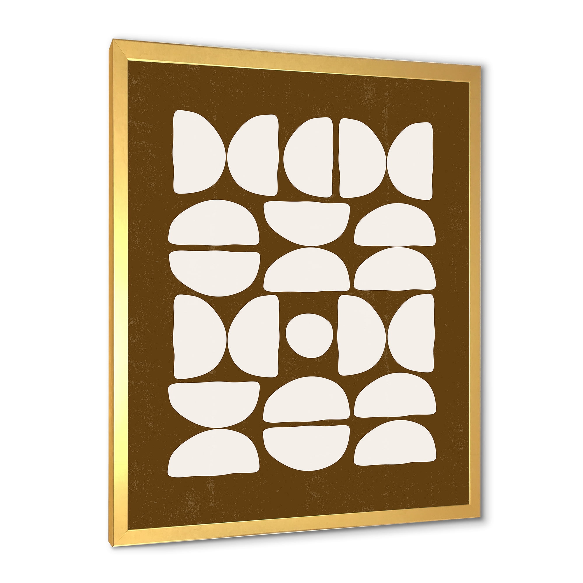Designart 'Abstract Minimal Half Moons Composition' Modern Framed Art Print