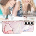 thumbnail image 5 of For Samsung Galaxy S22 Marble Patterned Case with Card Holder, Back Folio Kickstand PU Leather + Soft Crystal Bumper Edge, Magnetic Clasp Back Cover For Samsung Galaxy S22,Marble #2, 5 of 5