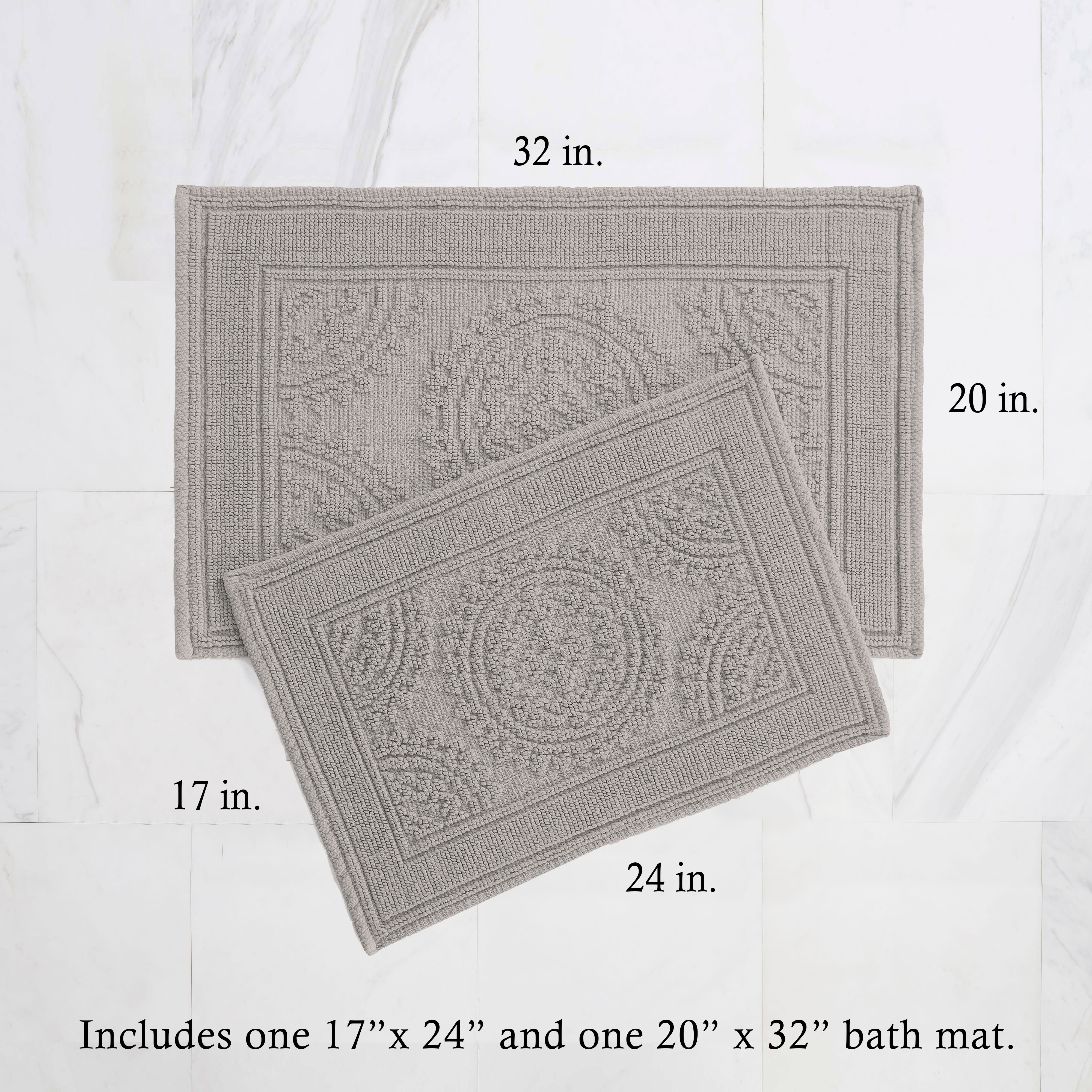 Taupe Grey, Medallion, 2-Piece Bath Rug Set, Jean Pierre