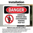 thumbnail image 2 of (2 Pack) Chemical Storage Area Keep Out OSHA Danger Sign 18 Inch X 12 Inch Vinyl Label Decal Sticker Weather Resistant, UV Protected for Workplace, Business, and Construction Site, Made, 2 of 6