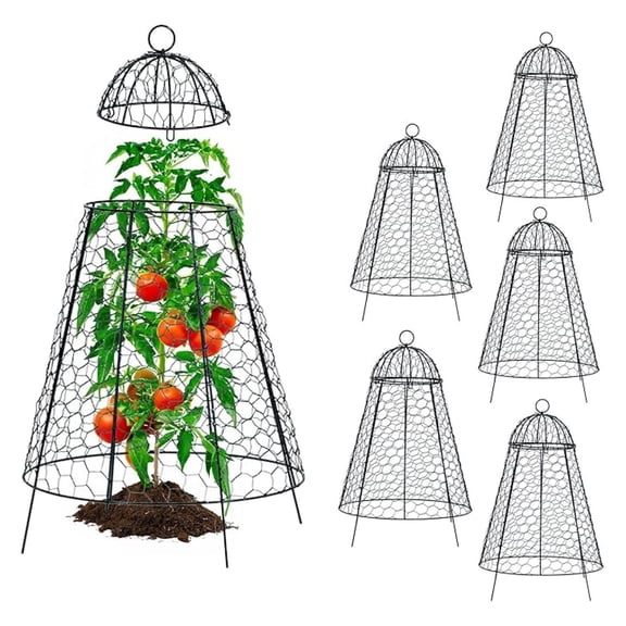 Chicken Wire Garden Cloche Set, Protective Plant Cover for Flowers and Produce with Removable Top, Protection from Animals, Pack of 6, LF-GC6P