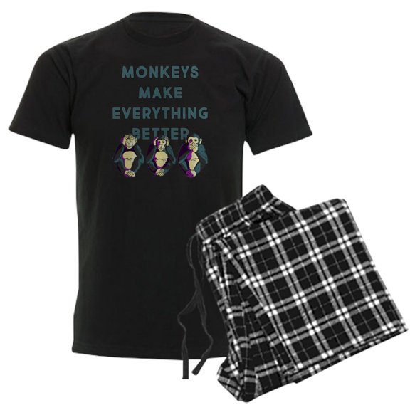CafePress - Monkeys Make Everything Better Men's Dark Pajamas - Men's Dark Loose Fit Cotton Pajama Set