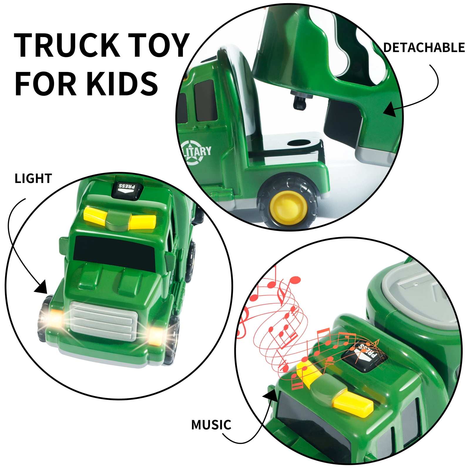 Truck Toys for 3 4 5 6 Years Old Boys Girls - 5 in 1 Carrier Truck Transport for Toddlers 1-3, Friction Power Vehicles for Kids 3-5, Christmas Birthday Gifts - Age 3-9, Green