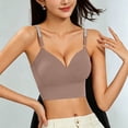 thumbnail image 2 of Women's Wireless Bra, Full Coverage Underarm Smoothing V Neck Bra with Adjustable Straps, Support Lift Comfort Bra | VerBelle,Coffee M, 2 of 6