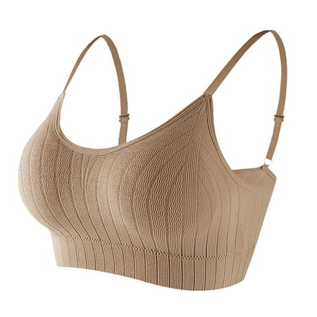 

GBSELL Sports Bras for Women Lingerie Women Ruched Padded Workout Tops Medium Support Crop Tops Women Double Strap Tube Top Wrap Strap Bra Pad Bra Khaki Lingerie