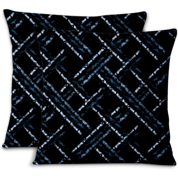 S4Sassy Blue Cotton Poplin Boxes Pillow Case Sofa Cushion Cover Sofa Waist Throw Home Decor 2Pcs-22 x 22 Inches