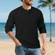 thumbnail image 1 of pstuiky camisa de manga larga para hombre, Camisa de entrenamiento de manga larga con cuello redondo y medio botón informal de colores sólidos para hombre Tops de talla grande para hombre xxl, 1 of 9