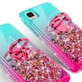 thumbnail image 5 of Liquid Quicksand Glitter Cute Phone Case for TCL ION Z / TCL A3 A509DL / TCL A30 / A30 Case Ring Kickstand for Girls Women Clear Bling Diamond Phone Case Cover - Pink/Teal, 5 of 5