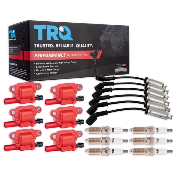 TRQ Ignition Coil and Spark Plug Kit 13 Piece Iridium Spark Plugs Fits 2014-2019 Chevrolet Silverado 1500 2018-2021 Express 2500 3500 2014-2019 GMC Sierra 1500 2018-2019 Savana 2500 3500