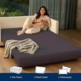 thumbnail image 3 of 4 Piece Sleeper Sofa Bed Sheet Set 100% Egyptian Cotton 800 Thread Count King Size Sleeper Sofa (76" x 80") Inch Fits Mattresses Up to 5" Drop - Dark Grey Solid, 3 of 7