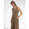 thumbnail image 2 of Firvespy Women's 2 Piece Blazer Outfits Summer Sleeveless V Neck Vest and Wide Leg Pants Set High Waist Tailored Business Casual Suit, 2 of 5