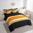 thumbnail image 3 of jejeloiu Geometric Stripes Lines 7 Pieces Bedding Comforter Set,Abstract Geometric Art Full Bedding Set,Orange Black Beige Fitted Sheet Flat Sheet For Adults,Breathable Home Decor Reversible, 3 of 8