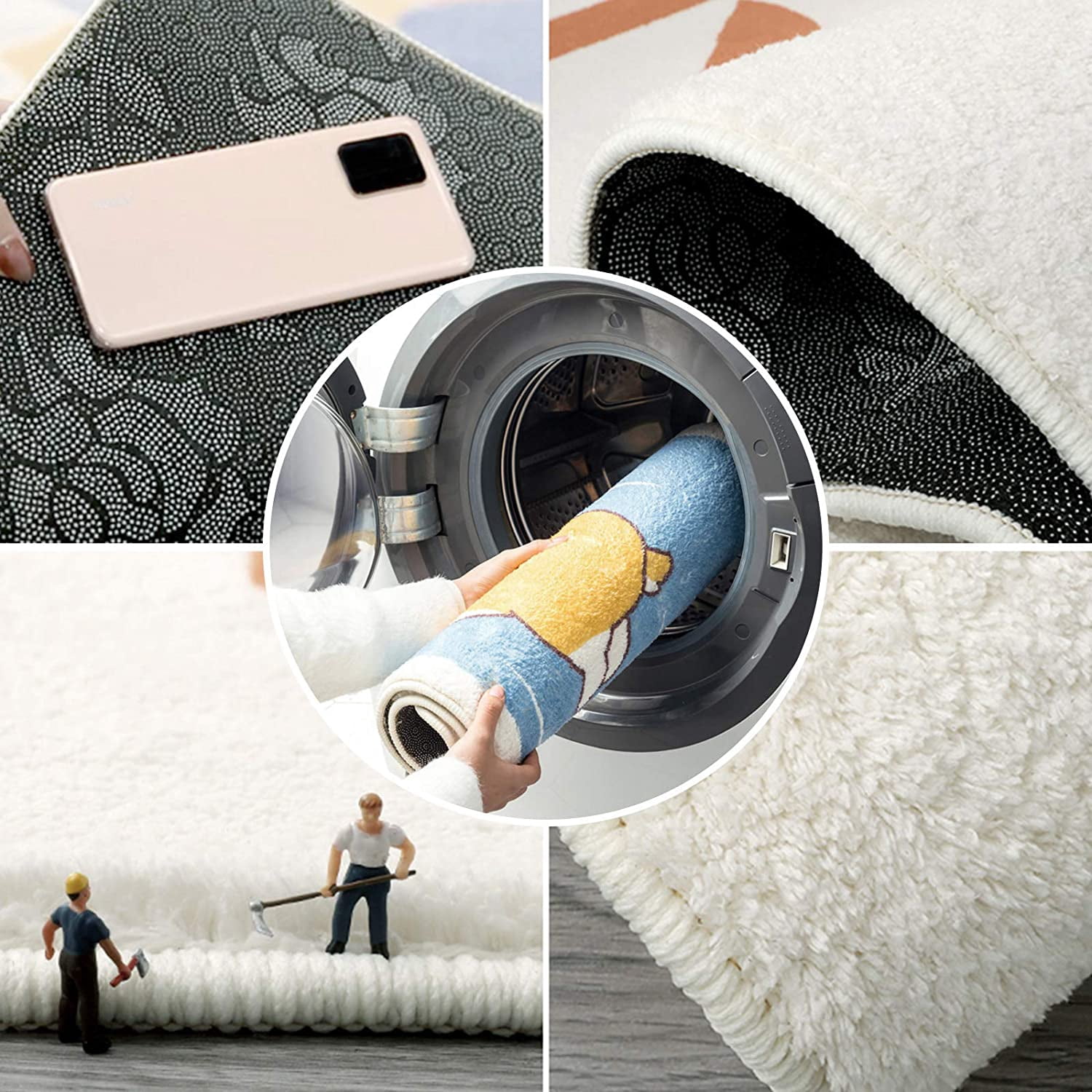 Bathroom Rug, Romantic Ombre Purple White Gradient Lavender Bath Mat Non-Slip Water Absorbent Microfiber Soft Plush Shaggy Bath Rugs for Shower, Bedroom, Bathtubs 18" x 30"