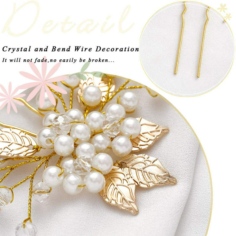 LilaSilkCo Gracia | Bridal Hair Pins | Gold Bridal Hair Pins | Clay Flower Headpiece | Pearl Bridal Hair Pins | Floral Hair Piece