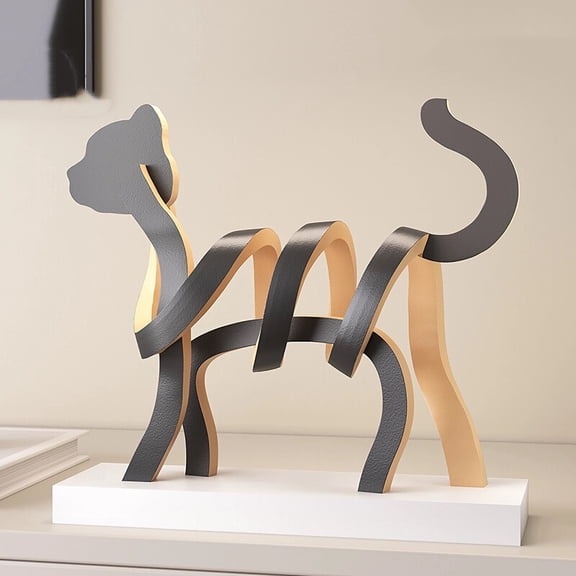 Italian Minimalist Cat Sculpture - Abstract Art Decor for Living Room, Study & Entryway