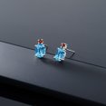 thumbnail image 4 of Gem Stone King 14k White Gold Swiss Blue Topaz and Red Garnet Earrings for Women (2.78Cttw, GemstoneNovember Birthstone, Oval Checkerboard 8X6MM, Round 2.5MM), 4 of 5