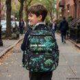 thumbnail image 6 of Chririnla Dinosaur Skeleton Pattern Bookbag with Breathable Soft Kids Backpack, Multiple Pockets 17-inch Cartoon School Bag for Primary School Hiking Travel, 6 of 9
