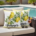 thumbnail image 4 of Pack of 2 Summer Lemon Outdoor Pillow Covers Decorative, Waterproof Pillow Protector, Farmhouse Fruits Birds Leaves Plants Yellow Plaid Throw Pillowcases Accent Cushion Cases for Patio Couch 24"x24", 4 of 8